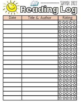 Kid's Summer Reading Log, Book Tracker for Any Level, Summer Reading ...