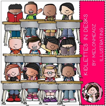 Preview of Kidlettes in Desks clip art - COMBO PACK - by Melonheadz