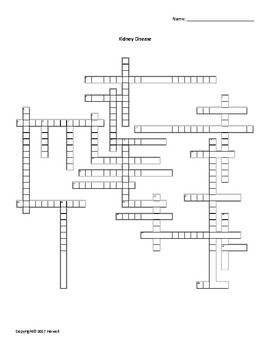 Kidney Disease Crossword for Nutrition and Health Students TpT