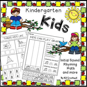 Preview of Kids in Kindergarten * Initial Sound * Rhyming * CVC * Patterns * Addition