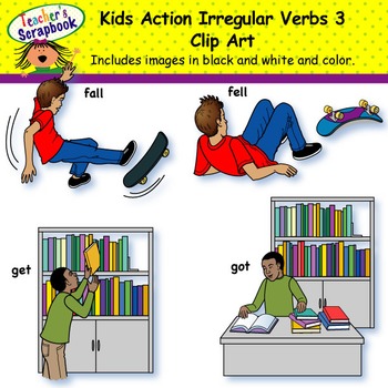 Preview of Kids Action Irregular Verbs 3 Clip Art