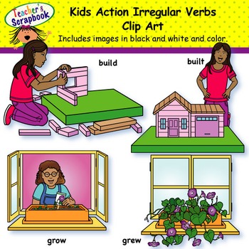 Preview of Kids Action Irregular Verbs Clip Art
