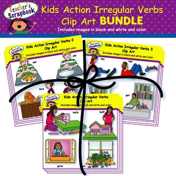 Preview of Kids Action Irregular Verbs Clip Art BUNDLE