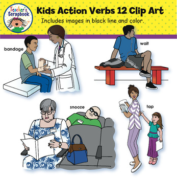 Preview of Kids Action Verbs 12 Clip Art