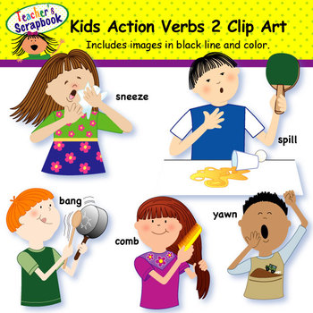 Preview of Kids Action Verbs 2 Clip Art