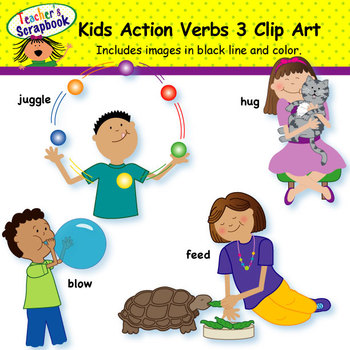 Preview of Kids Action Verbs 3 Clip Art