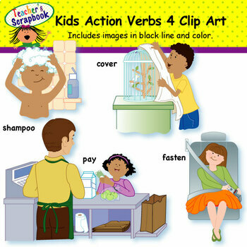 Preview of Kids Action Verbs 4 Clip Art