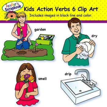 Preview of Kids Action Verbs 6 Clip Art