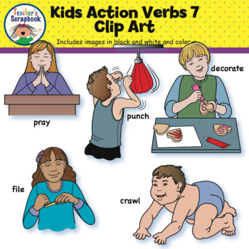 Preview of Kids Action Verbs 7 Clip Art