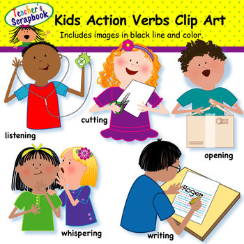 Preview of Kids Action Verbs Clip Art