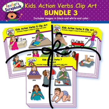 Preview of Kids Action Verbs Clip Art BUNDLE 3