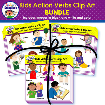 Preview of Kids Action Verbs Clip Art BUNDLE