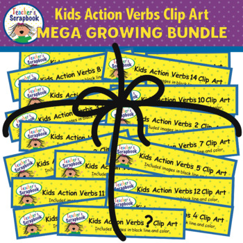 Preview of Kids Action Verbs Clip Art MEGA GROWING BUNDLE