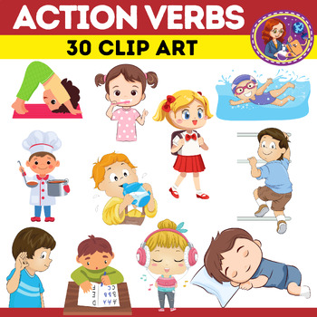 Preview of Kids Action Verbs Clip Art . Verbs Clip Art