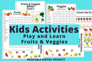 Kids Activities-Fruits & Veggies by Knowledge Junction | TPT