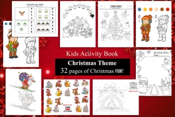 Preview of Kids Activity Book - Christmas Theme ,Christmas activities- coloring pages