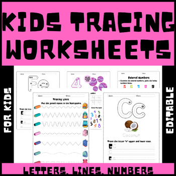 Preview of 98 Kids Alphabet Letter Tracing Workbook, Lines, Numbers and Letters