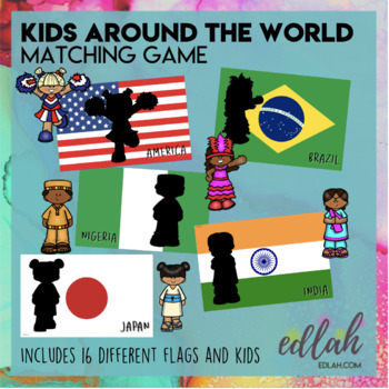 Preview of Kids Around the World - Flag Matching Game (16 Countries Included)