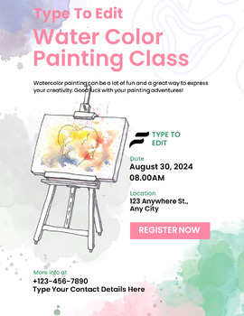 Preview of Kids Art Workshop ClassFlyers (4) Fully Customize your Flyer Ready to Edit!