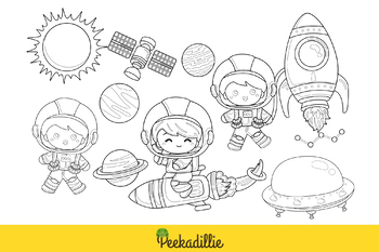 Black Space Planet Kids Name Textile & Clothing Stamp - Artistic Labels