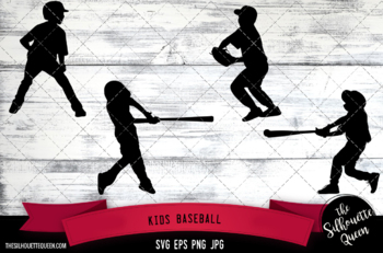 Baseball Silhouettes SVG & PNG