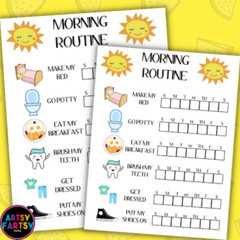 Kids Bedtime Routine Chart, Kids Morning Routine Chart by Artsy Fartsy mama
