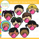 Kids Bubble Gum Faces Clip Art