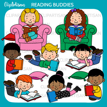 Preview of Kids Reading Clip Art, Reading Buddies