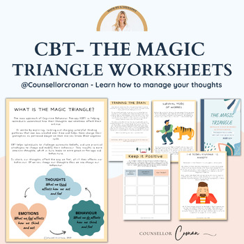 Preview of Kids CBT Workbook for worries and anxiety. The magic Triangle. Regulation