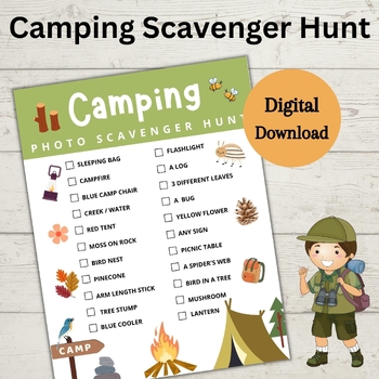 Kids Camping Scavenger Hunt by Creations By MSmith | TPT
