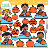Kids Carving Jack-O-Lantern Pumpkins for Halloween and Fal