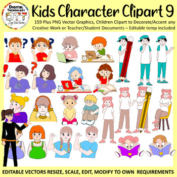 Preview of Kids Character Vector Clip Art 9, Children Graphics and Images, Editable Vector