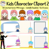 Kids Character Vectors & Text Frame Clipart 2