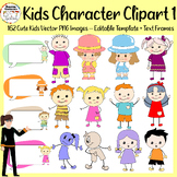 Kids Character Vectors & Text Frame Clipart 1