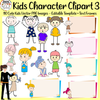 Preview of Kids Character Vectors & Text Frame Clipart 3