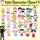 Kids Character Vectors & Text Frame Clipart 5
