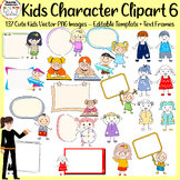 Kids Character Vectors & Text Frame Clipart 6