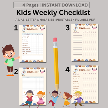 Preview of Kids Checklist To Do List I Empowering Young Minds for Success I A4 & A5