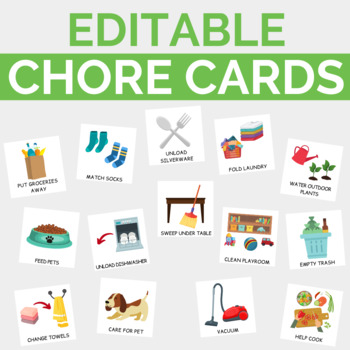 Preview of Kids Chore Cards I Printable Toddler, Preschool Chores, Instant Download