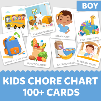 Preview of Editable Chore Chart Printable Routine Cards Kids Reward Chart Daily Routine boy
