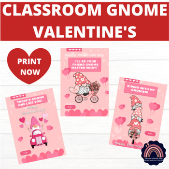 Kids Classroom Valentine's Gnomes School Valentine's Day Cards | TPT