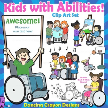 Preview of Clip Art Kids with Disabilities / Abilities Kids Clip Art