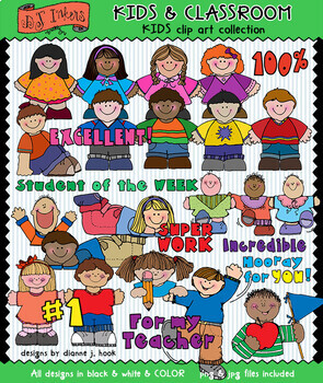 Preview of Kids Clip Art - Boys and Girls - Kids and Classroom Download
