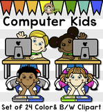 Kids Clip Art - Computer Kids - Clipart