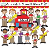 School Kids Clip Art In Cute Uniform Student Children Digi