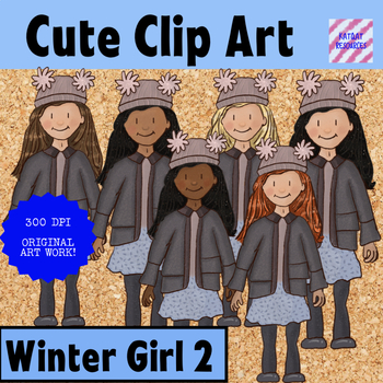 Preview of Kids Clipart - Winter girls - Cute Clip Art