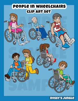 Preview of Kids Clipart set: people in wheelchairs