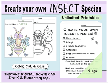 Kids Color, Cut, Glue: Create Your Own Insect Species by Buggo ...