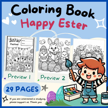 Preview of Kids Coloring Book Happy Easter Festival Christian Activiti page