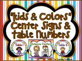 "Kids & Colors" Center Signs & Table Numbers
